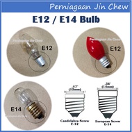 Chili Candle Bulb Pilot Bulb E12 E14 240V ( RED / CLEAR ) Candle bulb/Refrigerator bulb 蜡烛 / 拜神 /冰箱灯泡