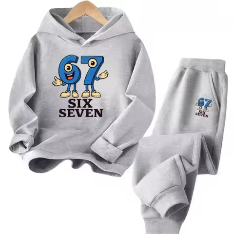 Steal a Brainrot Tracksuit 67 Six Seven Print Kid's Clothes Hoodie+Pants Suit 2pcs Set Boy Girl Chil