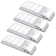 4Pcs Under Cabinet Lights Kitchen Lighting IR Motion Sensor 12LEDS Night Lights USB Rechargeable Sta