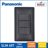 Panasonic Slim Art 1 Way Switch - 3 Gang 3 Device (Snow White / Metallic Gray / Metallic Black)