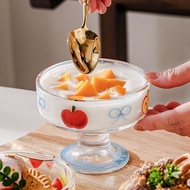 210ml Cute apple glass ice-cream cup | Wide mouth pudding cup | Affogato goblet | 4 colors