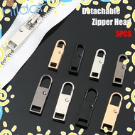 HLAR 5pcs Metal Zipper Head Replacement Sewing Kit Detachable Metal Zip