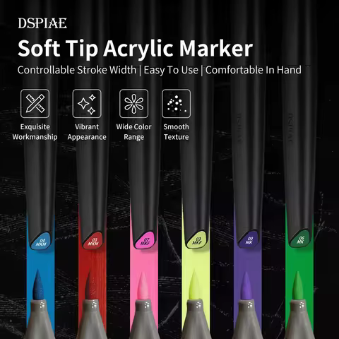 DSPIAE Colors Brush Pen Environment-friendly Water-based Soft Head Marker Base To Base Color Metal C