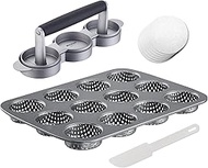 Westmark Burger Set, 4 Pieces, Mini Hamburger Maker + Burger Paper (100x) + 12 Burger Bun Baking Mou