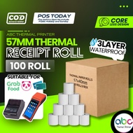 ( 100 Roll 57X40mm )Thermal Receipt Paper Coreless 57mm x 40mm Thermal Paper Roll 57mm x 40mm Grab F