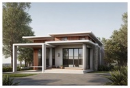 แบบบ้านพักอาศัย1ชั้นทรงโมเดิ้ลร่วมสมัย S010 พื้นที่ใช้สอย 85 ตารางเมตร 2ห้องนอน 1ห้องน้ำ งบก่อสร้าง6