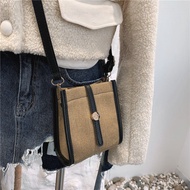 Women bag Sling Bag Handphone Bag  shoulder BagNew Mini Bucket Bag Korean Fashion Canvas Phone Bag