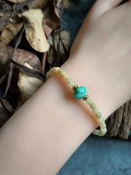 緬甸冰種黃翡飄綠串珠手鍊