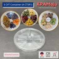 [50sets/carton] 5 Cavity Round Container with Lock (A-CT5R1) - Bekas Kuih Raya / Round Cookies Plast