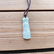 【親翠】天然翡翠 冰微藍膠潤簡單竹節調整式繩鏈