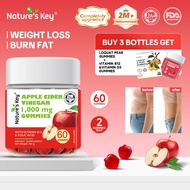 【Buy 3 Gift 2】Nature's Key Halal 1000MG Apple Cider Vinegar Gummies | Weight Loss Supplement for Sli