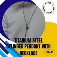 Titanium Steel Cylinder Pendent With Chain Link Necklace