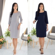 Tantana D2228 Navy Blue And Gray Tapered Work Dress M-XXL