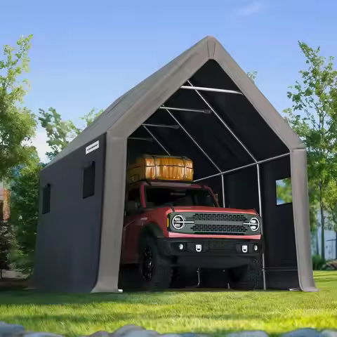 Heavy Duty 10X15FT RV Carport - 10.8FT Ultra High Peak Storage Shed Shelter for Trucks/SUVs with Roo