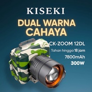 ZOOM 12DL Kiseki Senter Kepala CK-ZOOM 12DL 300WATT Dual Warna Cahaya Putih Dan Kuning Kapasitas Bat
