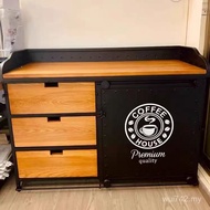 Coffee Storage Dining Cabinet Industrial Style Cabinet Iron Art Retro Dining Side Cabinet Tea Table 