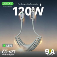 GERLAX 120W Type C Data Cable GD-62T Fast Charging 1.6M Unique Spiral TPU USB to C Charger Cable