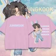 👼 B-S NEW BTS Jungkook Dewasa Baju T-Shirt Cartoon Jungkook Pure Cotton Printed Short Sleeves #BS02