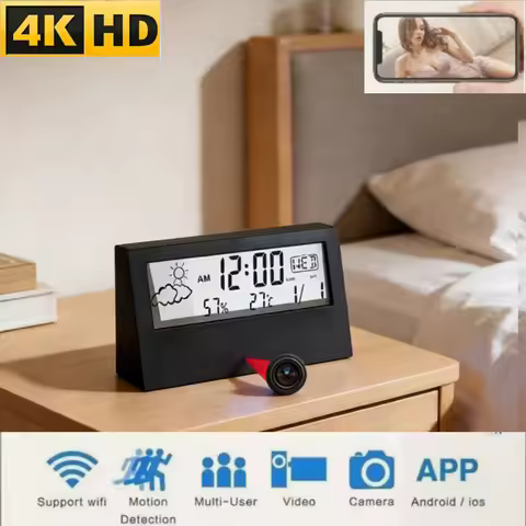 4K Wireless Smart Camera Clock WiFi Camera Covert Video Recorder Cam Indoor Motion Detection Audio V