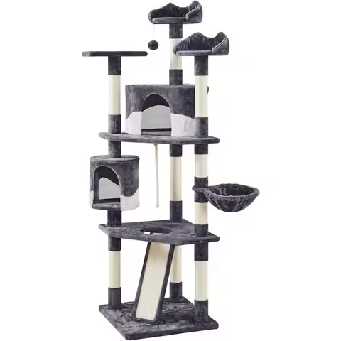 Multi-Level 79-Inch Cat Tower with Sisal Scratching Posts, Plush Perches, and Kitten Condo for Indoo