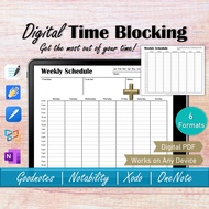 Daily Time Blocking Hourly Planner GoodNotes Templates, OneNote Digital Time Management Weekly 24 Ho