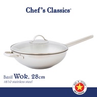 Chef's Classics Basil Stainless Steel Wok, 28cm