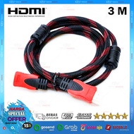 HDMI to HDMI Cable Length 300CM / 3M / 3 Meter HDMI Male to HDMI Male Fiber Mesh High Quality !!