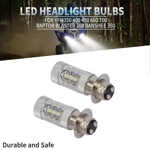 ATV 2Pcs 80W Super White LED Bulbs P15D H6M For Yamaha YFM350 400 450 660 700 Raptor Blaster 200 350