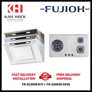 FUJIOH FR-SC2090 R/V 900MM INCLINED DESIGN COOKER HOOD + FH-GS5030 SVSS STAINLESS STEEL GAS HOB BUNDLE