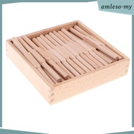 [AmlesoMY] Montessori Materials Math Toy Wooden Spindle Box 45pcs Spindles Mathematics Counting Educ