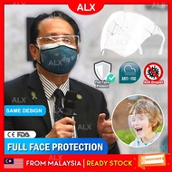 ALX [CLEAR STOCK] Anti Fog Reusable Crystal Clear Full Face Mask Face Shield PPE Faceshield BLOCC Pelindung Muka 防疫防护面罩