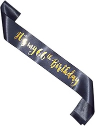 MAGJUCHE It's My 66th Birthday sash, Black and Gold Women or Men 66 Years Birthday Gifts Party Suppl