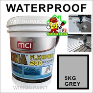5KG ( GREY ) MCI BOMA FLEXIPRUF 200  WATERPROOFING PAINT EXTERIOR FLOOR WATER PROOF
