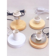 Moon Lamp Base Solid Wood Simple Night Light with Switch Creative Room Table Bulb Accessories Lamp H