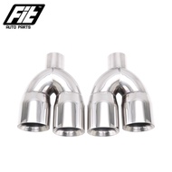 Stainless Steel 304 Car Exhaust Pipe 2 inch inlet 3 inch Outlet double Muffler straight Exhaust tip