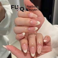 Nailbox Fu2Q - Rice Jelly Design Fake Nails Fent Elegant Nail Tips