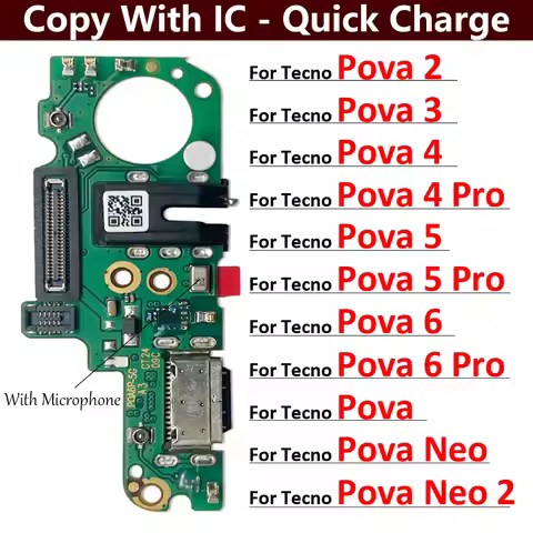 USB Charge Port Dock Connector Charging Board Flex Cable For Tecno Pova 2 3 4 5 6 Pro Neo 2 5G LD7 L