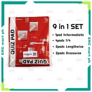 Premium Pack: 9 in1Quiz Pad 1/4 1/2 Intermediate Writing 50Leaves Grade Yellow Paper High School Su