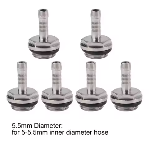 6 PCS PC Water Cooling Two touch Fitting G1/4 Thread Barb Connector for Tube