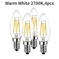 Melery E14 LED Candelabra Light Bulb 4W Lamp Filament 40W Replacement 2700K Warm/Cold White Matt 400