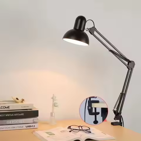 Multi-Joint Desk Lamp with Metal Clamp On/Off Switch Partially Adjustable Swing Arm Home Essentials 