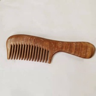 Green Sandalwood Comb Sandalwood Comb Wooden Head Comb Green Sandalwood with Handle Wooden Comb Carv
