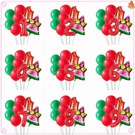9pcs/set 0~9 Red Watermelon Digital Balloon Hawaii Birthday Party Decoration Balloon