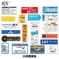 Decal sticker 20 Pieces First class Airplane First class Boarding Pass Simulation Commemorative stic