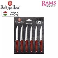 HOT🔥BERLINGER HAUS 6PCS 24CM STAINLESS STEEL STEAK KNIFE SET-BLACK /BURGUNDY