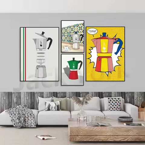 Bialetti Vietri Moka Pot Print Espresso Maker Italian Poster Kitchen Wall Art Italian Kitchen Print 