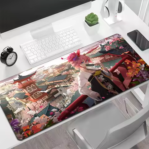 Pink Flower Hair Girl Yae Sakura Gaming Mouse Pad Large Mouse Pad PC Gamer Computer Mouse Mat Big Mo