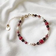 開運好人緣 薔薇輝石 珍珠 石榴石 天然水晶手鏈 可調式