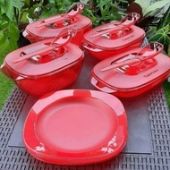 Tupperware Classy crystalline peach set 10 pcs / tempat saji makanan dan piring makan / wadah saji