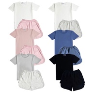 BYNADS WEAR | One Set Plain T-Shirt Pants Short Suit Cotton Combed 30s Premium Fleece Soft Comfortab